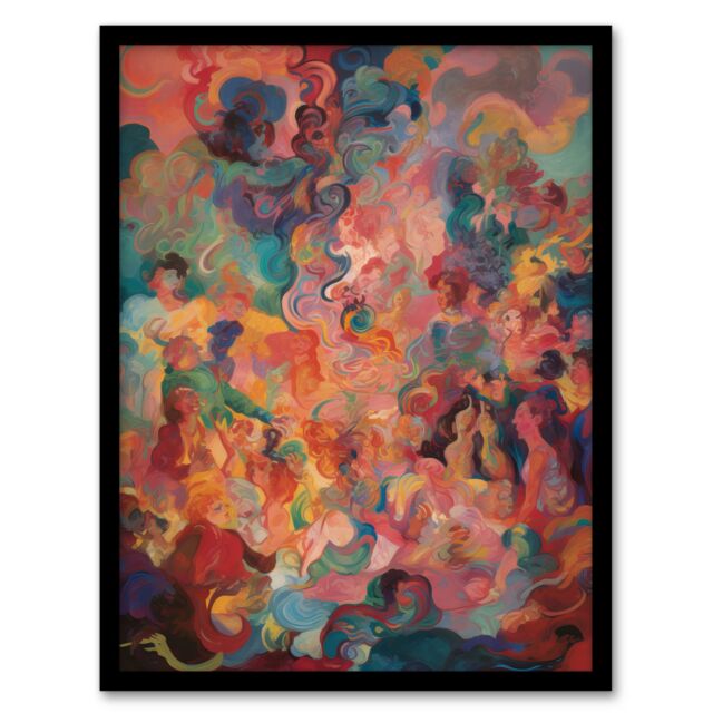 "Artery8 The Hedonism Rainbow By Susan Dumont Flowing Abstract Pastels Art Print Framed Poster Wall Decor 12x16 inch in Black - Size: W12"" x H16""" - image 1