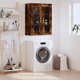 Berkfield Home Wall Mounted Cabinet Smoked Oak 69.5x34x90 cm in Brown - thumbnail 1