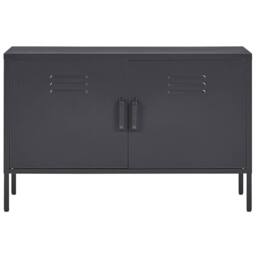 Wyld and Coco 2-Door Matte Black Steel Sideboard - Industrial Office Storage - thumbnail 5
