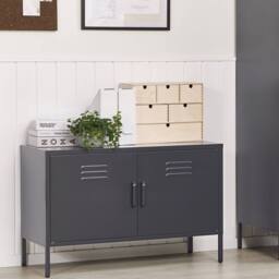 Wyld and Coco 2-Door Matte Black Steel Sideboard - Industrial Office Storage - thumbnail 1