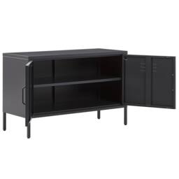 Wyld and Coco 2-Door Matte Black Steel Sideboard - Industrial Office Storage - thumbnail 4