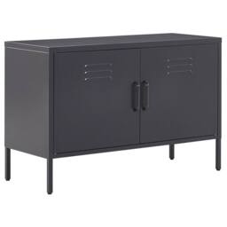 Wyld and Coco 2-Door Matte Black Steel Sideboard - Industrial Office Storage - thumbnail 2