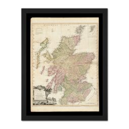 "Artery8 Wall Art Print Kitchin 1778 Map Scotland Counties North Britain Large Framed Wall Décor Art in Light Oak - Size: W18"" x H24""" - thumbnail 1