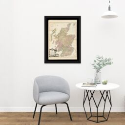 "Artery8 Wall Art Print Kitchin 1778 Map Scotland Counties North Britain Large Framed Wall Décor Art in Light Oak - Size: W18"" x H24""" - thumbnail 2