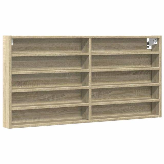 Berkfield Home Vitrine Cabinet Sonoma Oak 100x8.5x50 cm Engineered Wood in Light Oak - image 1