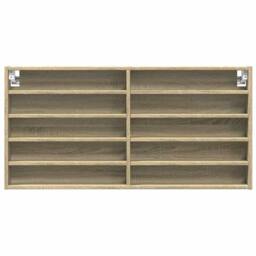 Berkfield Home Vitrine Cabinet Sonoma Oak 100x8.5x50 cm Engineered Wood in Light Oak - thumbnail 4