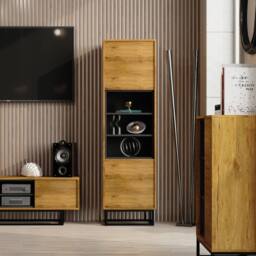 Creative Furniture Harmony Loft Display Cabinet 175cm - Dark Oak in Dark Brown - thumbnail 7