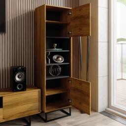 Creative Furniture Harmony Loft Display Cabinet 175cm - Dark Oak in Dark Brown - thumbnail 5