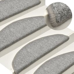 Berkfield Home Carpet Stair Treads 15 pcs Light Grey 56x17x3 cm - Size: Medium - thumbnail 1
