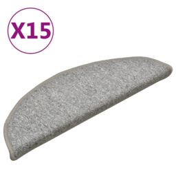 Berkfield Home Carpet Stair Treads 15 pcs Light Grey 56x17x3 cm - Size: Medium - thumbnail 2