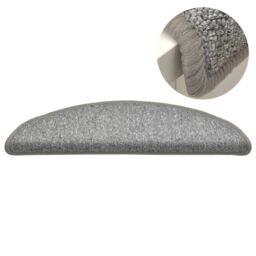 Berkfield Home Carpet Stair Treads 15 pcs Light Grey 56x17x3 cm - Size: Medium - thumbnail 4