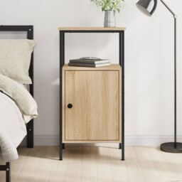 Berkfield Home Bedside Cabinet Sonoma Oak 41x31x80 cm Engineered Wood in Brown - Size: 41 x 31 x 80 cm - thumbnail 1
