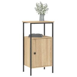 Berkfield Home Bedside Cabinet Sonoma Oak 41x31x80 cm Engineered Wood in Brown - Size: 41 x 31 x 80 cm - thumbnail 3