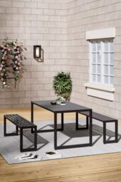 Living and Home 3Pcs Outdoor Garden Dining Table and Chairs Set - thumbnail 3