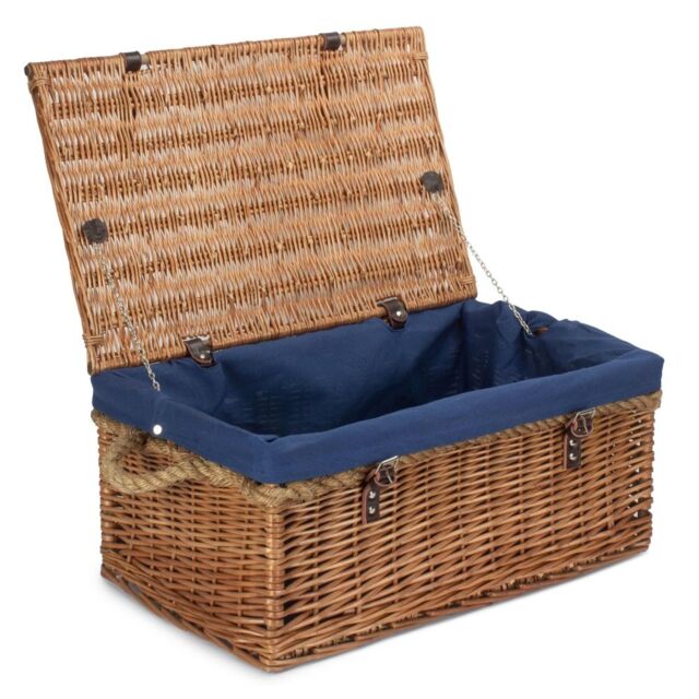 Red Hamper 62cm Double Steamed Rope Handled Trunk with Blue Lining - image 1