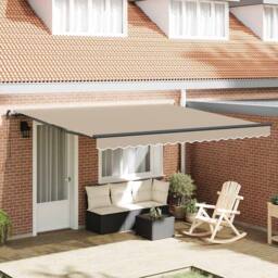 Berkfield Home Manual Retractable Awning Beige 400x300 cm - thumbnail 2