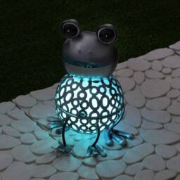 Globrite Metal Frog Solar Garden Ornament with Colour Changing Light - thumbnail 7