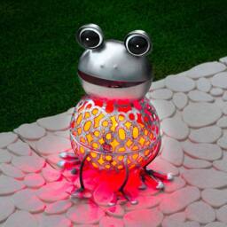 Globrite Metal Frog Solar Garden Ornament with Colour Changing Light - thumbnail 1
