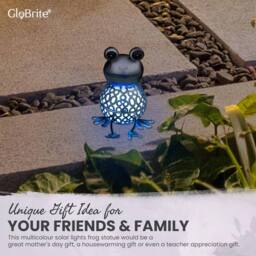 Globrite Metal Frog Solar Garden Ornament with Colour Changing Light - thumbnail 5