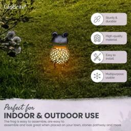 Globrite Metal Frog Solar Garden Ornament with Colour Changing Light - thumbnail 6