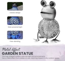Globrite Metal Frog Solar Garden Ornament with Colour Changing Light - thumbnail 3