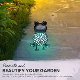 Globrite Metal Frog Solar Garden Ornament with Colour Changing Light - thumbnail 4