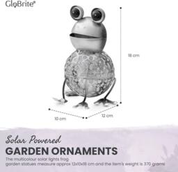 Globrite Metal Frog Solar Garden Ornament with Colour Changing Light - thumbnail 2