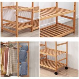 SPETLEK Bamboo Clothes Rail Garment Clothes Rack Hanging in Brown - Size: 500mm - thumbnail 4