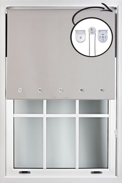 Furnished Grey Blackout Roller Blinds with Chrome Round Eyelets & Metal Fittings - Size: 135 cm width x 165 cm drop - image 1