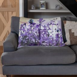 Benjamin Tate Design Purple Flowers Blanket in Natural - Size: 120 cm x 150 cm - thumbnail 2
