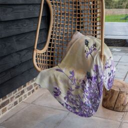 Benjamin Tate Design Purple Flowers Blanket in Natural - Size: 120 cm x 150 cm - thumbnail 4