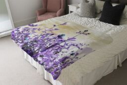 Benjamin Tate Design Purple Flowers Blanket in Natural - Size: 120 cm x 150 cm - thumbnail 3
