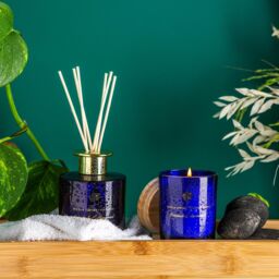 Nicola Spring 130g Patchouli & Rosewood Soy Wax Candle - Sweet Creamy Scented Glass in Blue - thumbnail 8