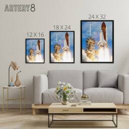 "Artery8 NASA Space Shuttle Discovery Rocket Launch Framed Canvas Wall Art Print in Blue - Size: W18"" x H24""" - thumbnail 4
