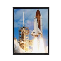 "Artery8 NASA Space Shuttle Discovery Rocket Launch Framed Canvas Wall Art Print in Blue - Size: W18"" x H24""" - thumbnail 1