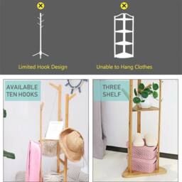 Kelvenix Coat Stand Shoe Rack Hook Hat/Jacket/Umbrella Standing in Natural - thumbnail 5