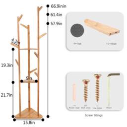 Kelvenix Coat Stand Shoe Rack Hook Hat/Jacket/Umbrella Standing in Natural - thumbnail 2