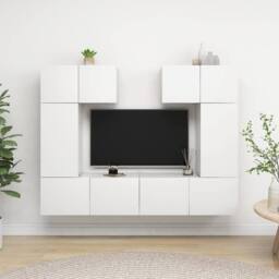 Berkfield Home 6 Piece TV Cabinet Set White Engineered Wood - thumbnail 2