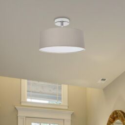 Happy Homewares Contemporary Textured Linen Fabric Semi Flush Ceiling Light Fixture in Grey - thumbnail 5