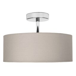 Happy Homewares Contemporary Textured Linen Fabric Semi Flush Ceiling Light Fixture in Grey - thumbnail 2