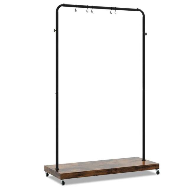KORVIXA Industrial Pipe Style Rolling Garment Rack Clothes Rack in Brown - Size: 900mm - image 1