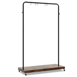 KORVIXA Industrial Pipe Style Rolling Garment Rack Clothes Rack in Brown - Size: 900mm - thumbnail 1