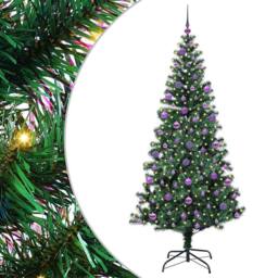 Berkfield Home Artificial Pre-lit Christmas Tree Green 210 cm PVC & Metal - thumbnail 2