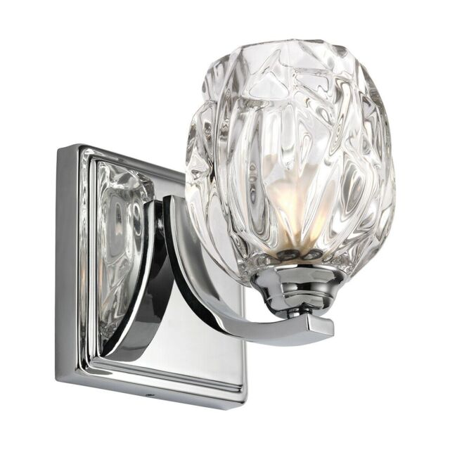 Loops IP44 Wall Light Multi Faceted Crystal Glass Shade Polished Chrome LED G9 3.5W in Clear