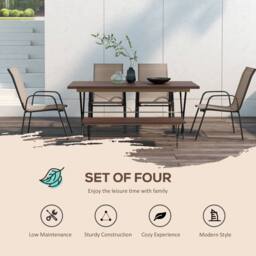 OUTSUNNY Set of 4 Garden Dining Chair Set Outdoor w/ High Back, Beige in Dark Grey - Size: 4 Pack - thumbnail 4