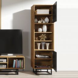 Creative Furniture Harmony Loft Display Cabinet 175cm - Loft-Inspired Storage with Rustic, Oak & Black Matt Doors - thumbnail 5