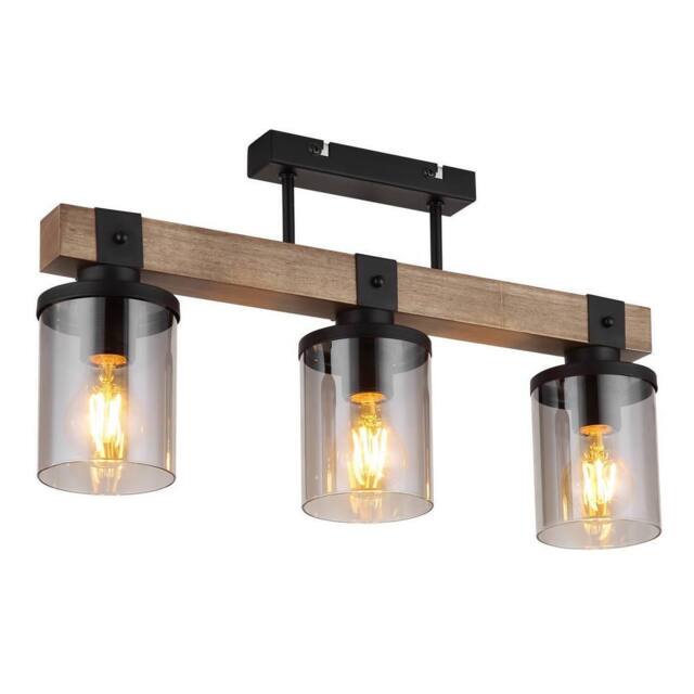 Netlighting Lila Ceiling Spotlight Bar Matt Black Smoke Glass Shade 3x E27 - image 1