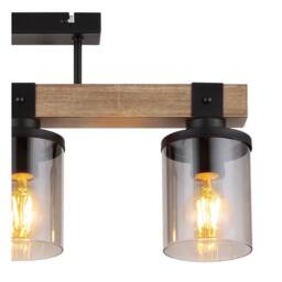Netlighting Lila Ceiling Spotlight Bar Matt Black Smoke Glass Shade 3x E27 - thumbnail 3