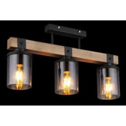 Netlighting Lila Ceiling Spotlight Bar Matt Black Smoke Glass Shade 3x E27 - thumbnail 5