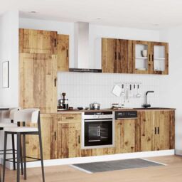 Berkfield Home 8 Piece Kitchen Cabinet Set Kalmar Old Wood Engineered Wood in Brown - thumbnail 3